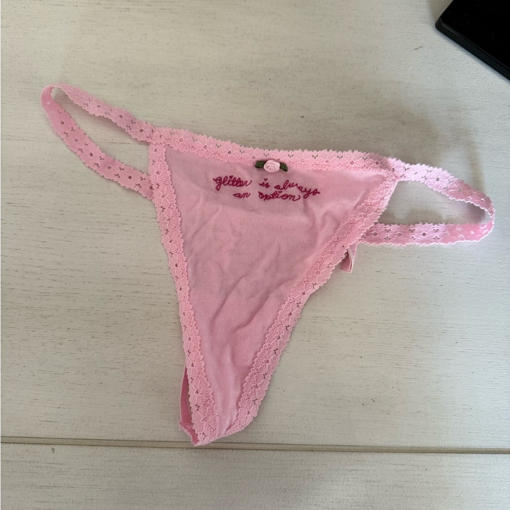 VS PINK LoveShackFancy v string g string thong panty pink